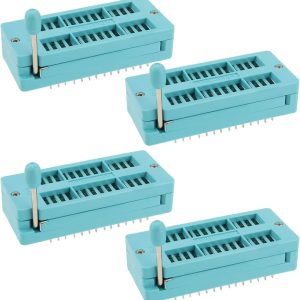 4pcs 28 Pin IC Test ZIF Socket 2.54mm Pitch DIP Board Socket Integrated Circuit IC Socket for Microcontroller Chip Breadboard Program IC's