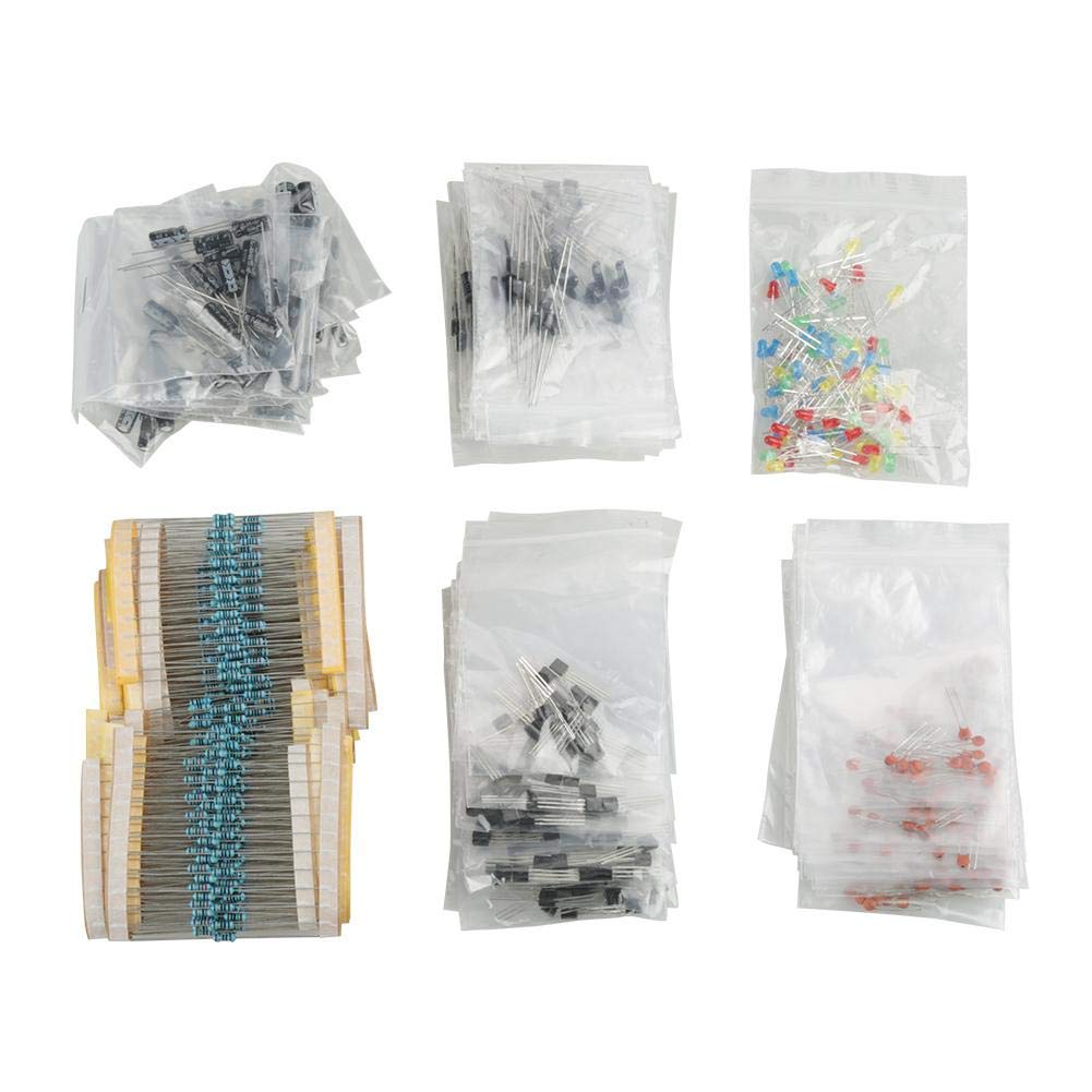 1390pcs Electronic Components Kit Assortment Includes 100 LEDs +100 Diodes +170 Transistor +120 Electrolytic Capacitors + 600 Resistors + 300 Ceramic Capacitors