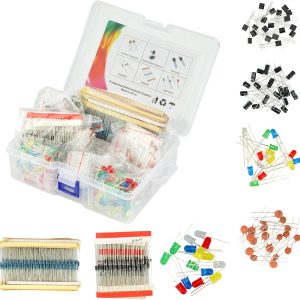 1500Pcs Electronic Component Kit Metal Film Resistor Transistor Component Electrolytic Capacitor Ceramic Capacitor Diode LED Diode Compatible with for Arduino DIY Electronic Parts