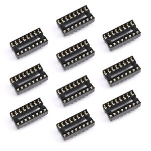 10Pcs 16P IC Socket DIP Integrated Circuit IC Sockets Adaptor Solder Type 2.54mm Pitch Dual Row 16 Flat Pin