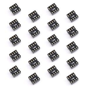 20Pcs 8P IC Socket DIP Integrated Circuit IC Sockets Adaptor Solder Type 2.54mm Pitch Dual Row 8 Flat Pin