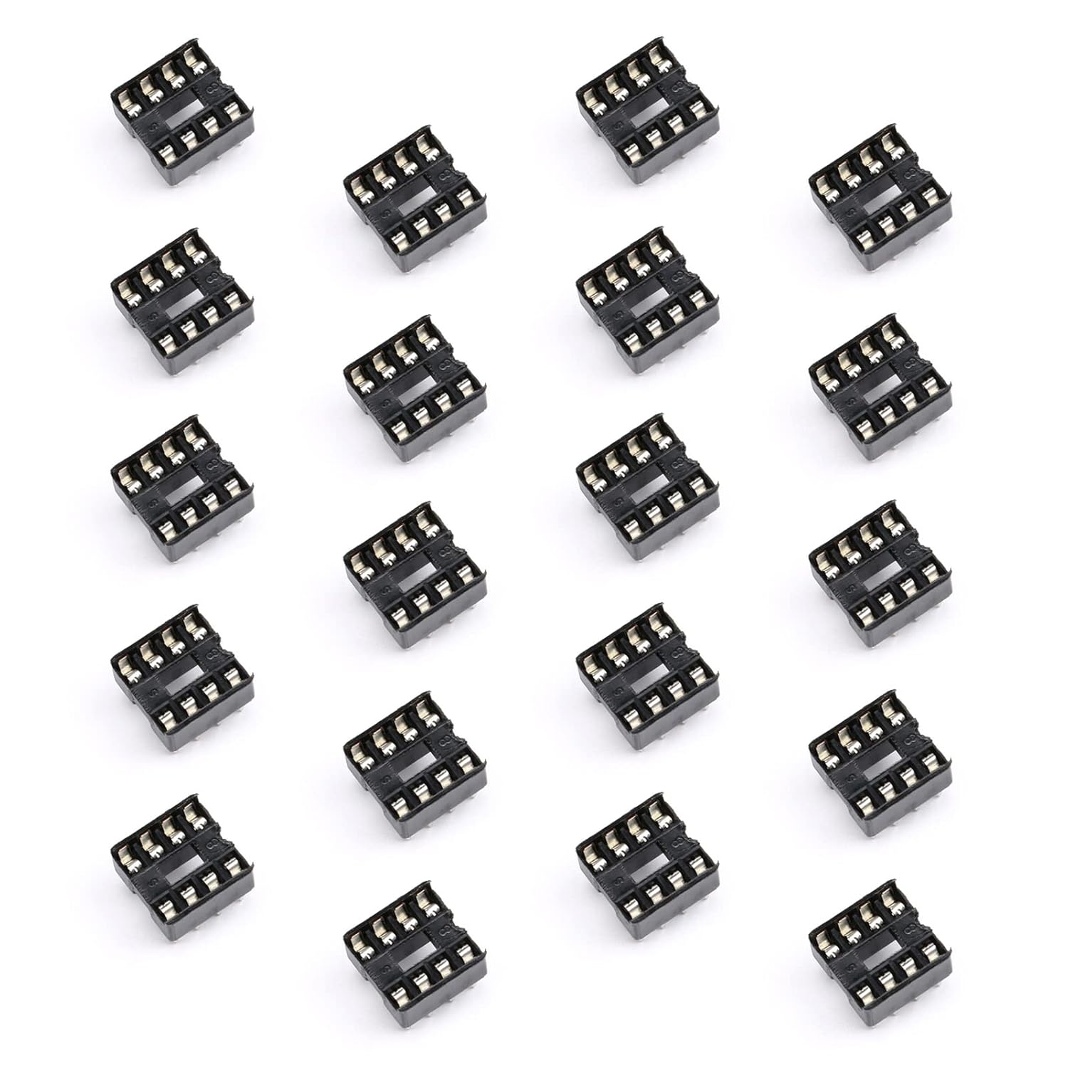 20Pcs 8P IC Socket DIP Integrated Circuit IC Sockets Adaptor Solder Type 2.54mm Pitch Dual Row 8 Flat Pin