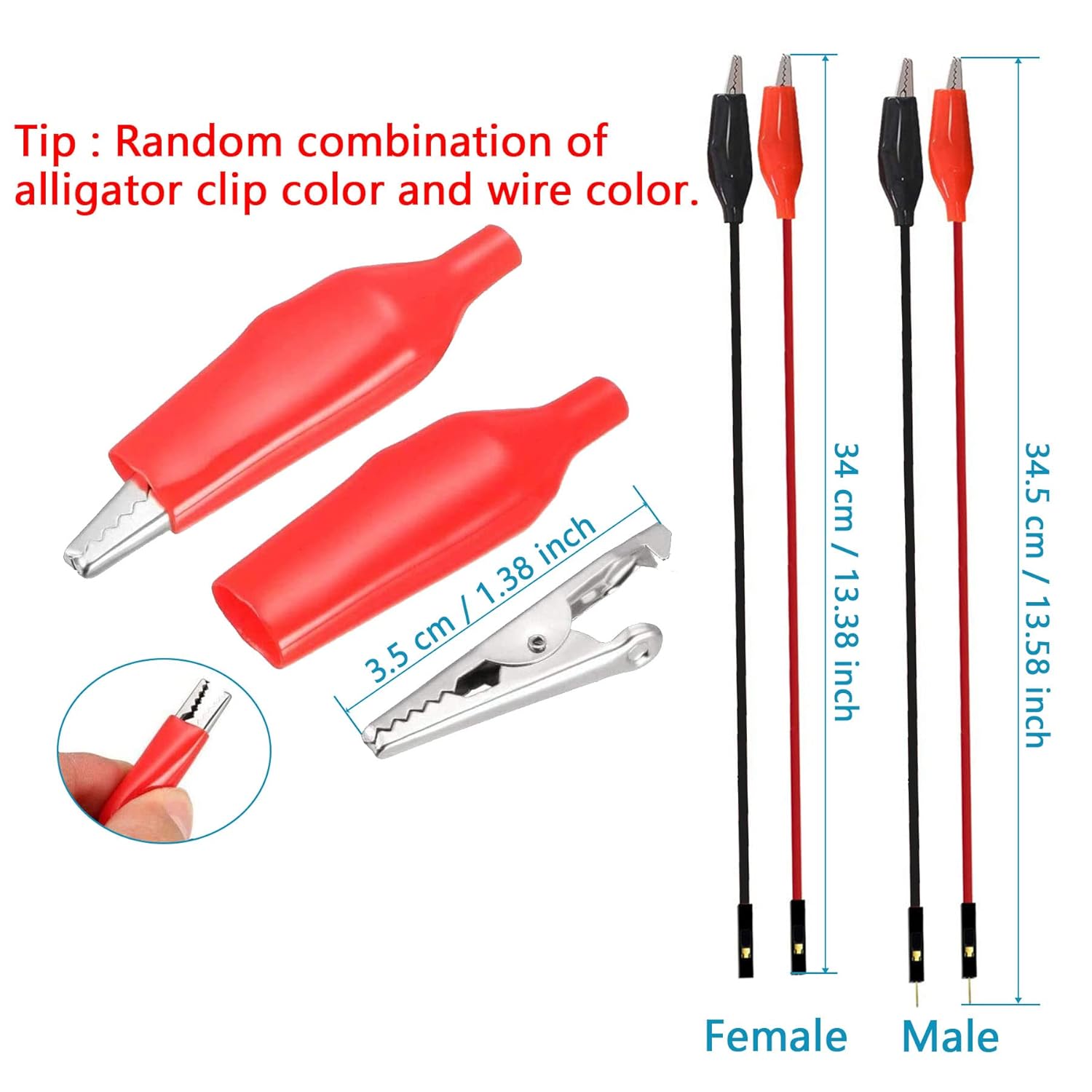 840Pcs Breadboard Jumper Wire kit for Arduino, 14 Vaules, 2 mm/0.08"-125 mm/4.92" U-Shape Magnetic Jumper Wires Assortment kit & 4Pcs 34cm/13.4 inch Length Alligator Clip Test Leads - Image 2