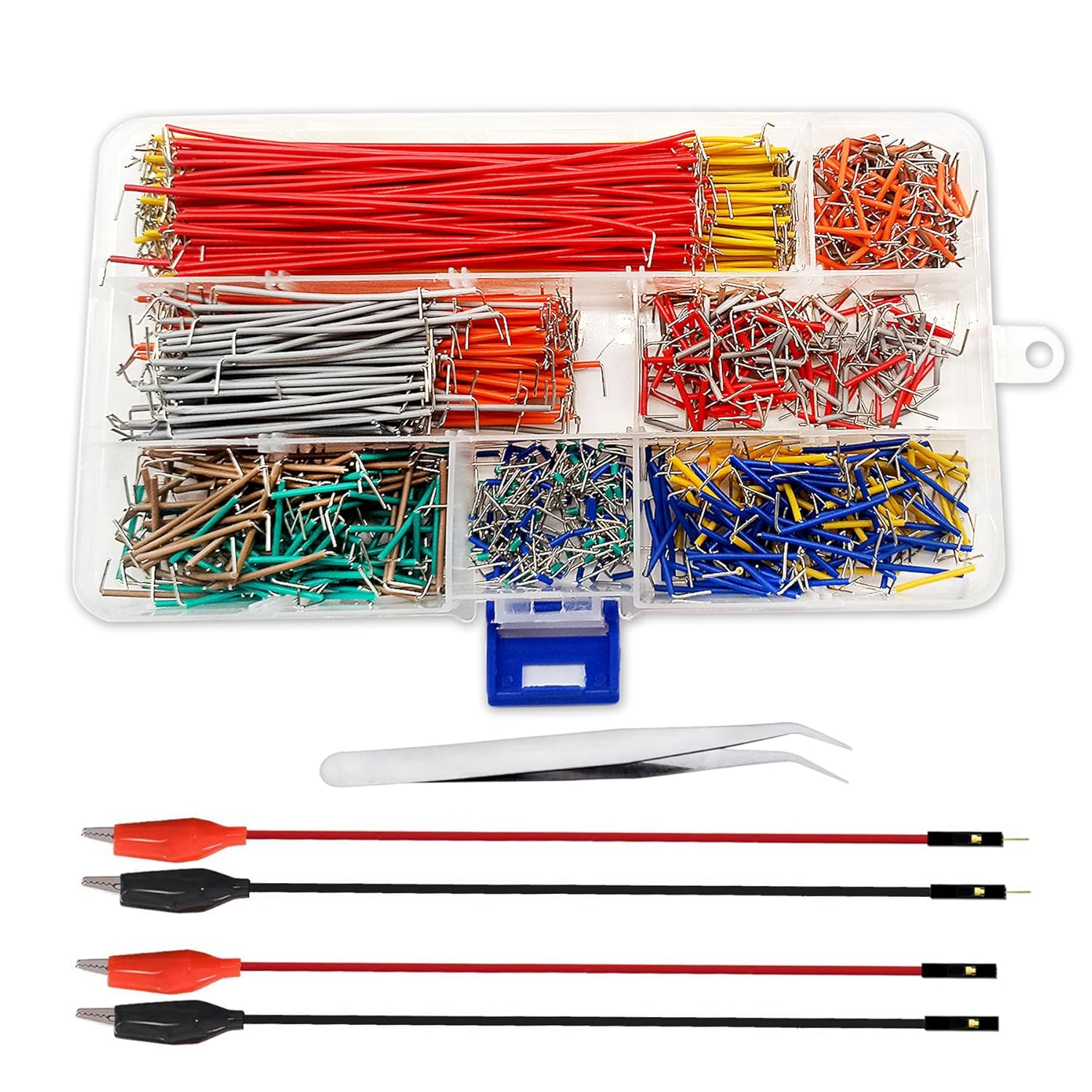 840Pcs Breadboard Jumper Wire kit for Arduino, 14 Vaules, 2 mm/0.08"-125 mm/4.92" U-Shape Magnetic Jumper Wires Assortment kit & 4Pcs 34cm/13.4 inch Length Alligator Clip Test Leads
