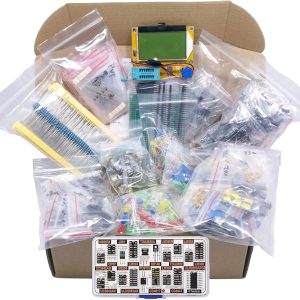 XL Electronic Component Kit Assortment, Capacitors, Resistors, LED, Transistors, Diodes, Zener, Potentiometers, Cutter, LCR-T4 Component Tester, IC Box, 1870 pcs
