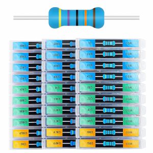 1/2W 1% Metal Film Resistor Kit, 600pcs 30 Values Resistors Assortment Kit Individual Compartment 1 Ohm-1M Ohm, Electronic Component kit for Electronics Projects, Education and Repair Resistor Pack